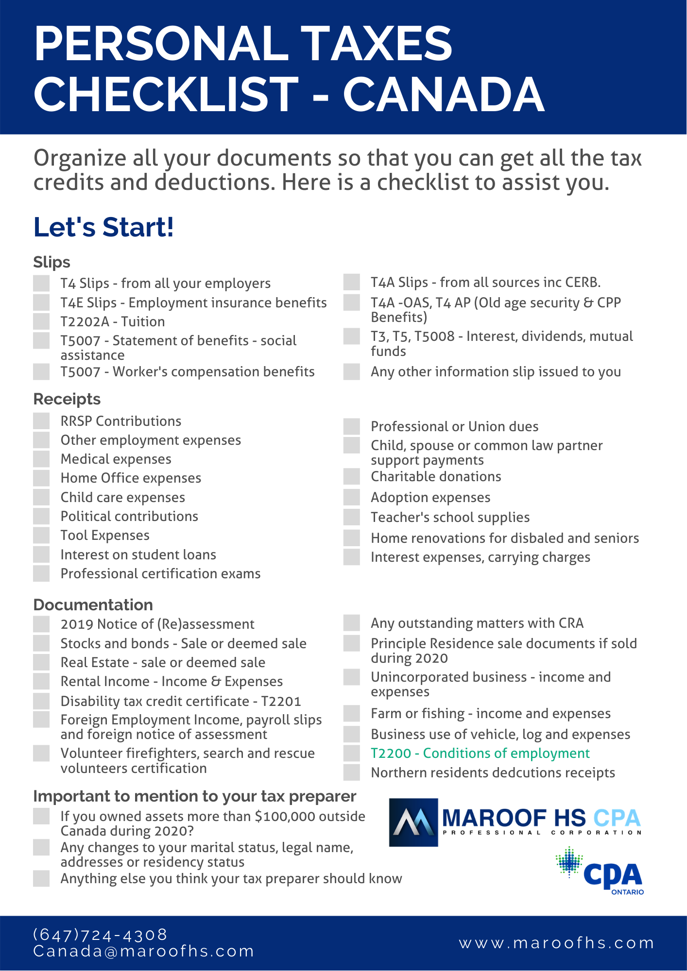 2020 income tax return services in Toronto